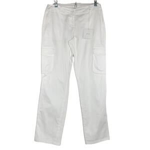 J JILL Chino Cargo Pants 6P White Straight Leg Stretch Below Waist *Faint Scuffs